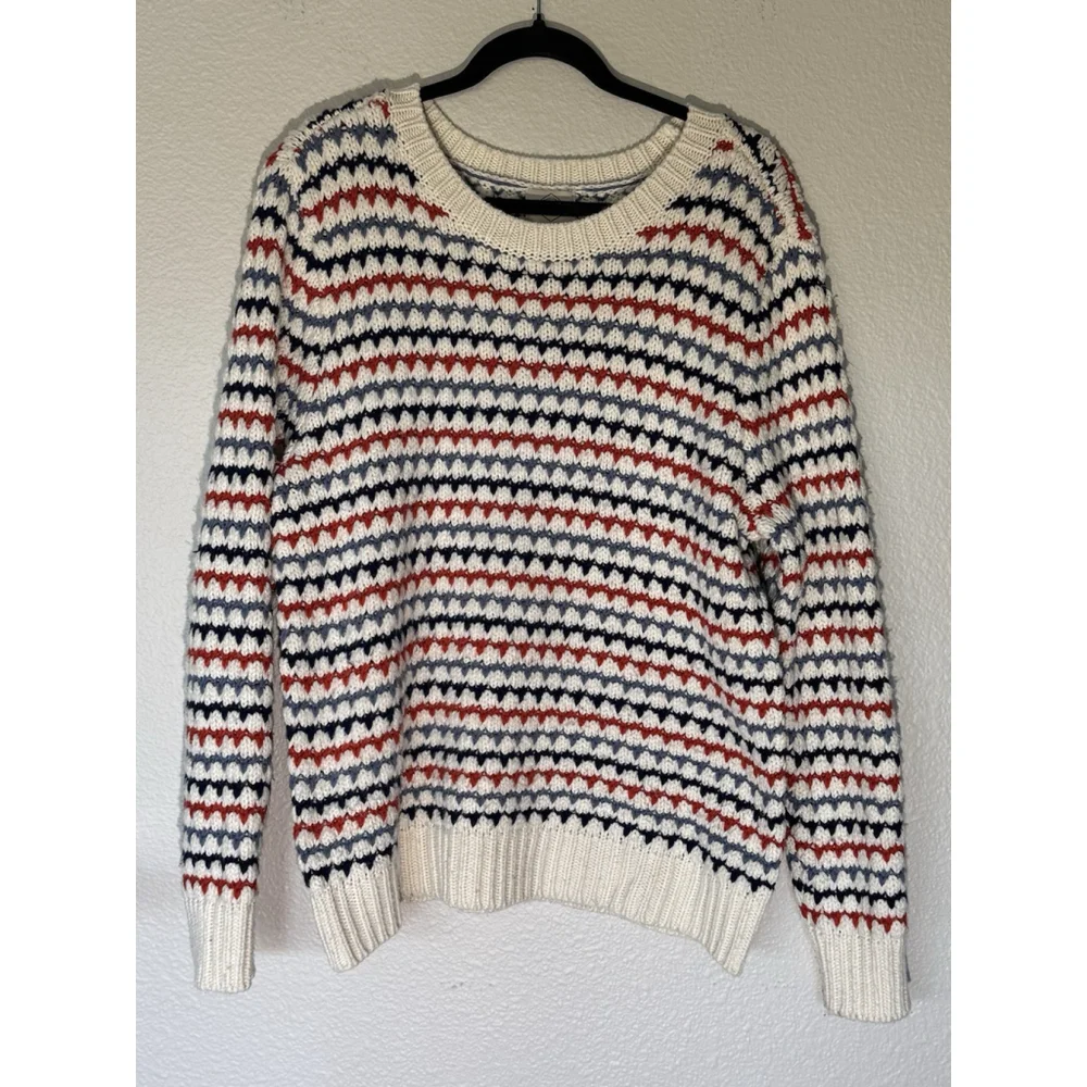 St. John’s Bay Chunky Knit Sweater XL Multicolored Striped Grandpa Style Retro - Picture 2 of 8